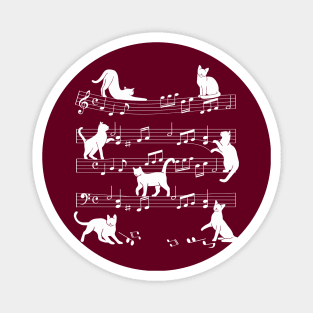 Cat Silhouette Music Sheet Musical Notes Magnet